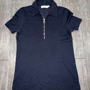Tory Burch Zipper Polo Shirt (Navy)